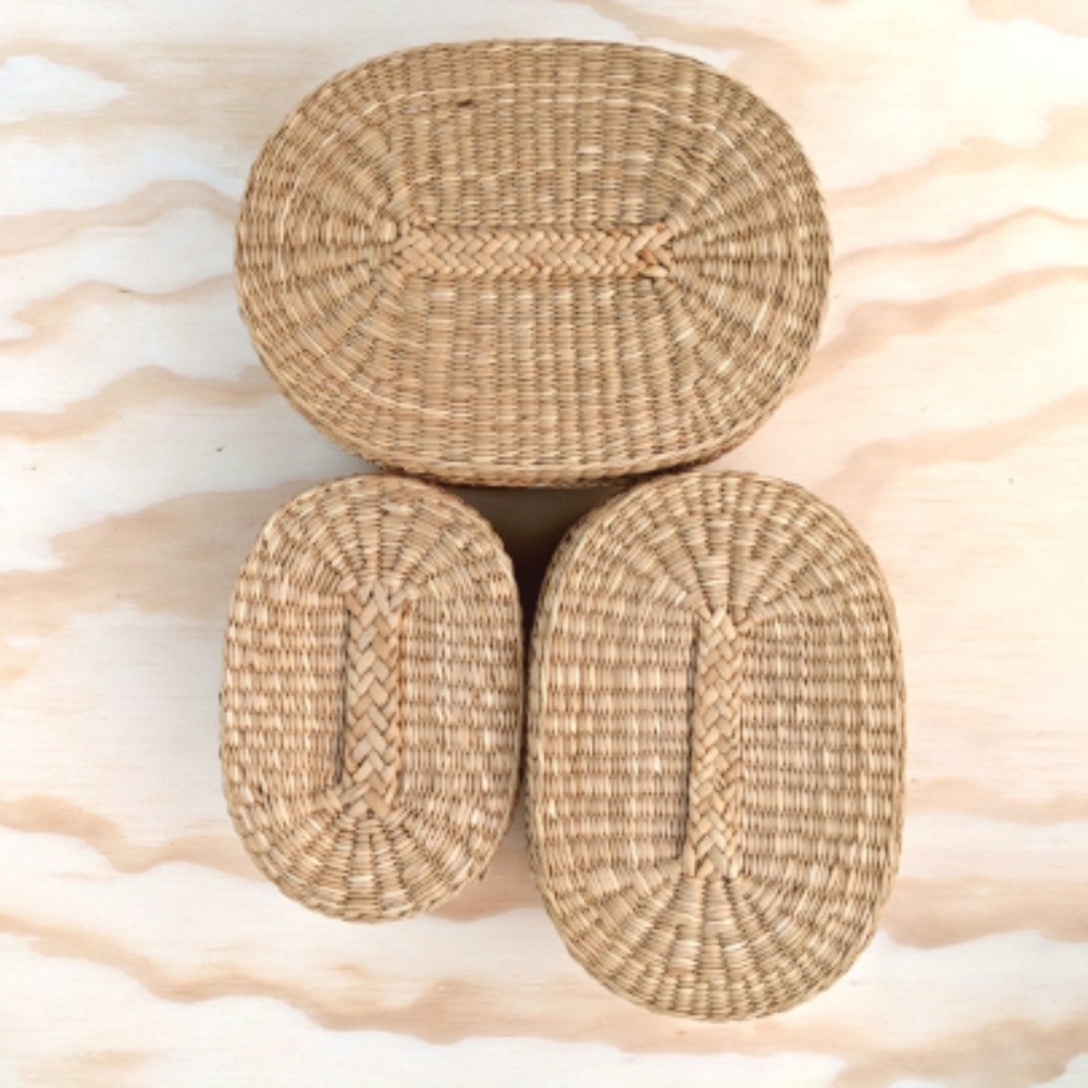 Nesting Wicker Rattan Baskets, Trio Set, Storage